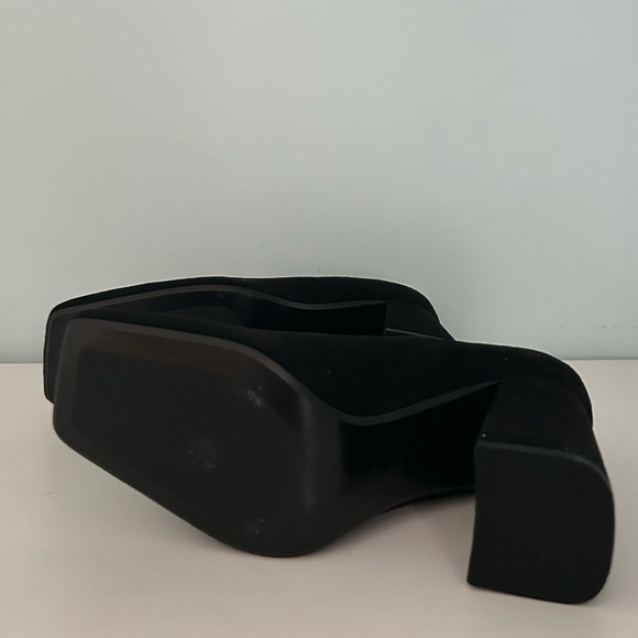 New Zara Black real Suede Block Heel Pumps - Women's - Picture 5 of 5